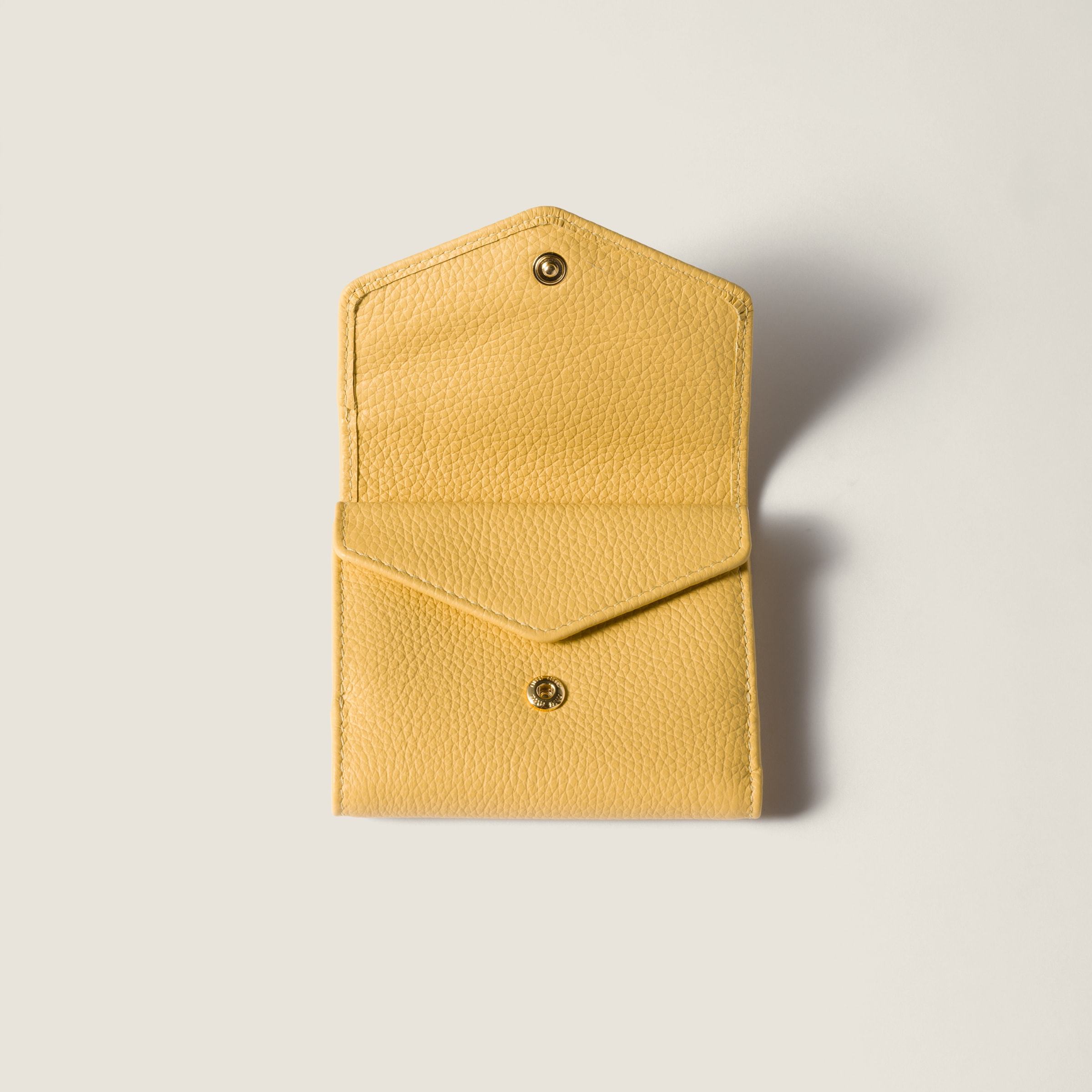 Miu Miu Small Leather Wallet In Yellow