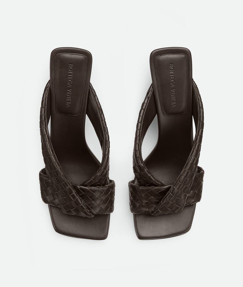 Bottega Veneta Riva Micro Woven Nappa Leather Kitten-heel Sandals In Burgundy