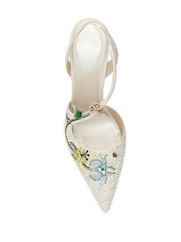 René Caovilla Flora Pointed Pumps In White