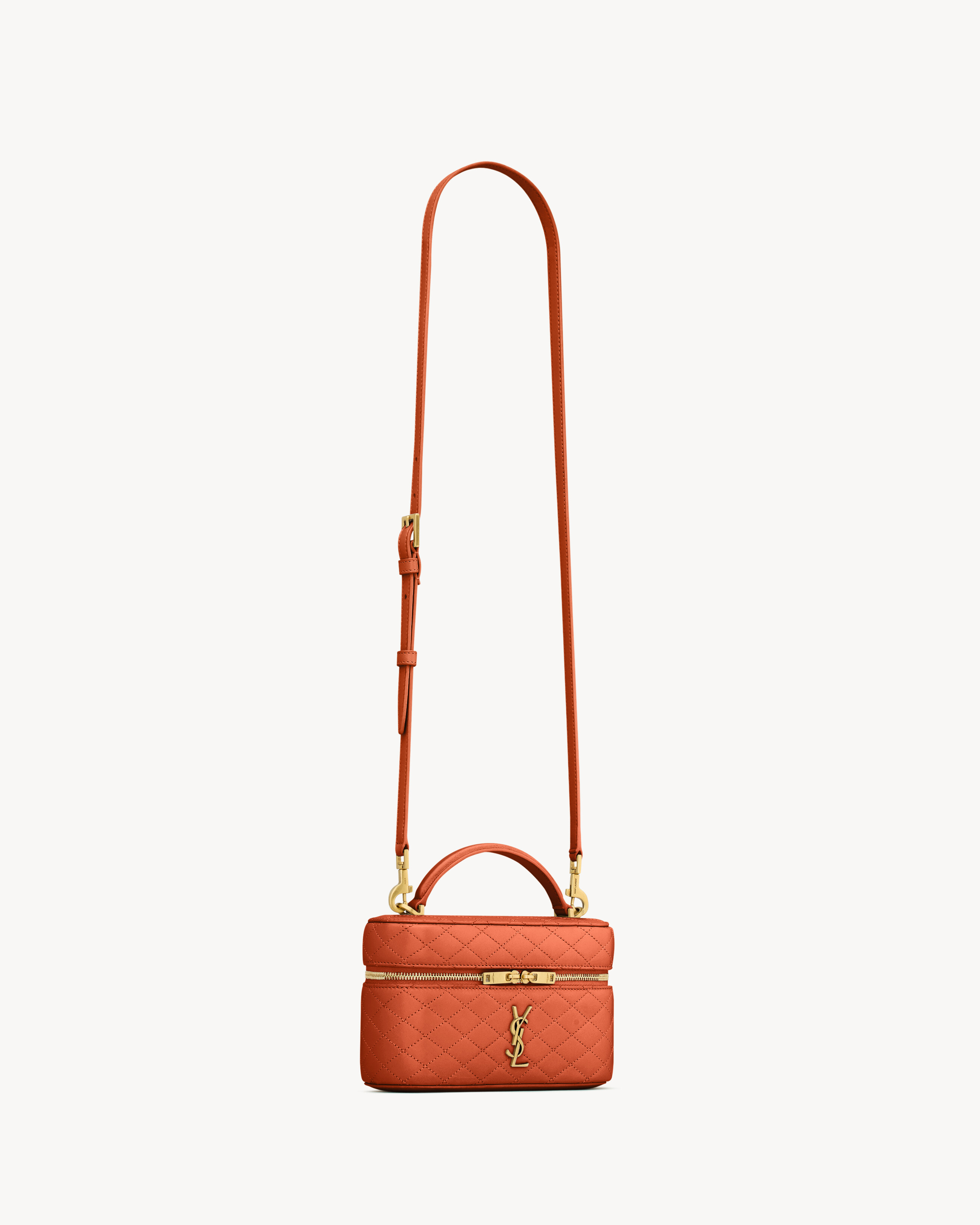 Saint Laurent Gaby Vanity Bag In Lambskin In Brown