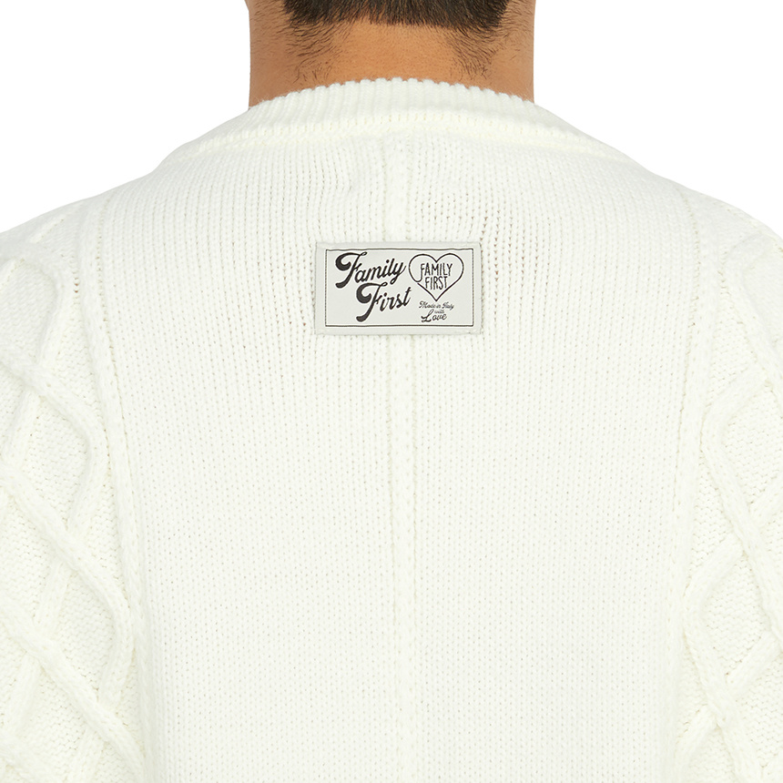 Family First Round Neck Long-sleeved Sweater In White