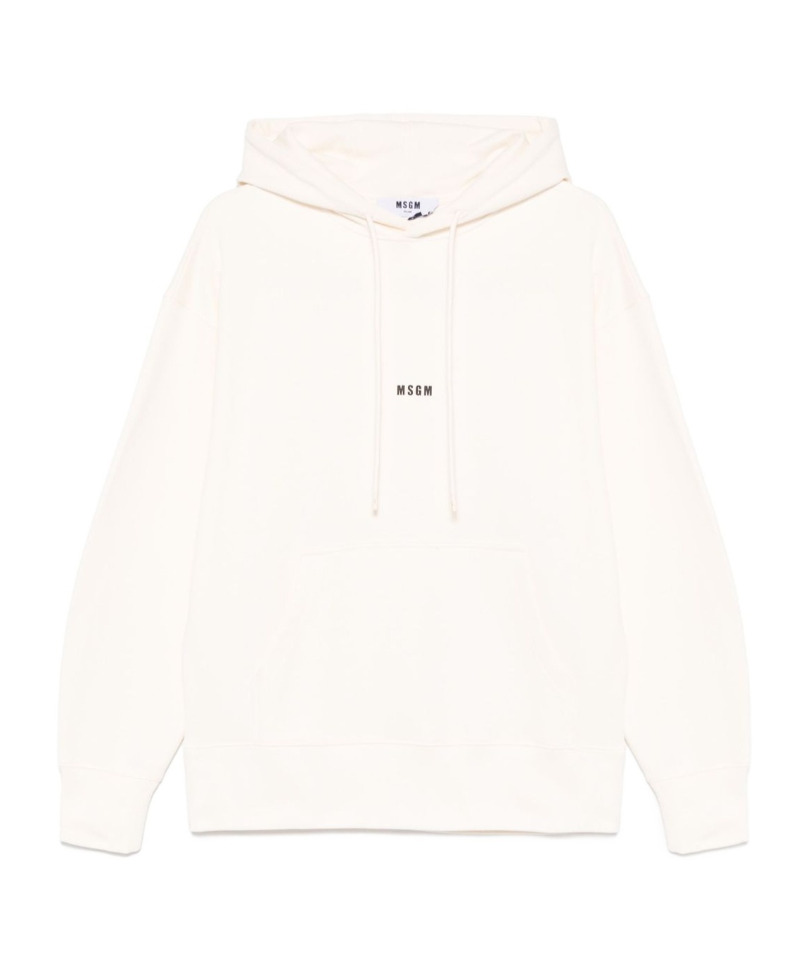 Msgm White Cotton Hoodie With Black Logo In White