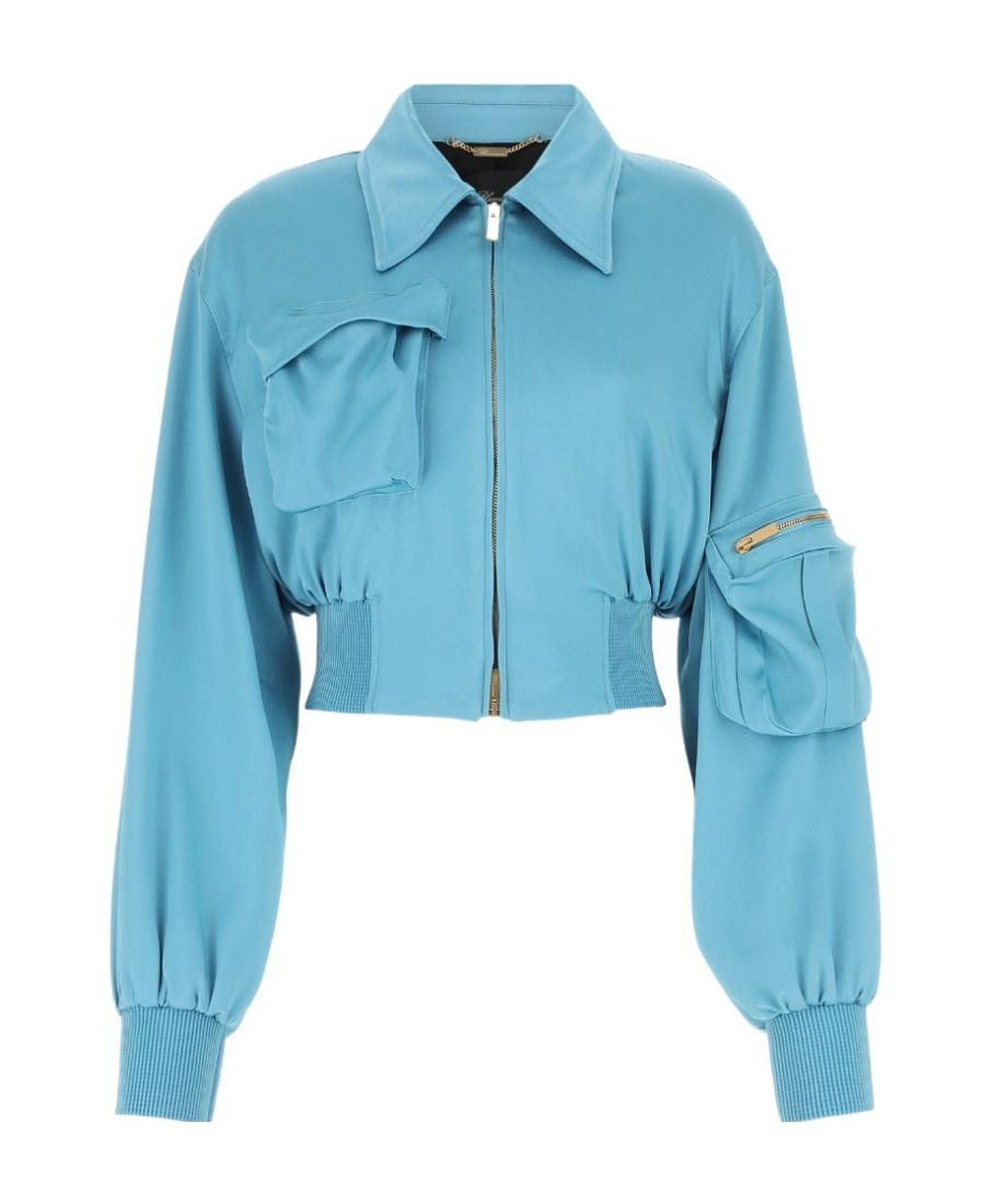 Blumarine Logo Casual Jacket In Blue