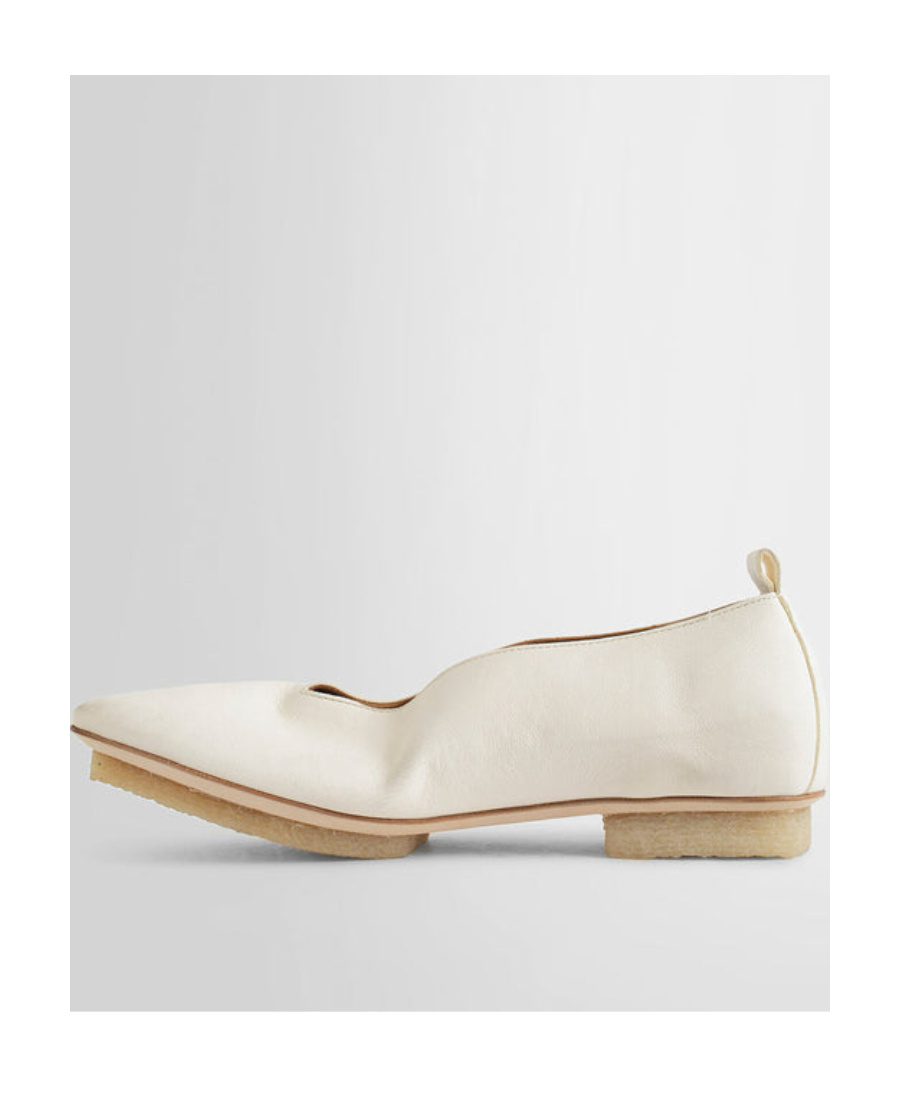 Shop Uma Wang Asymmetric-toe Leather Ballerina Shoes In White