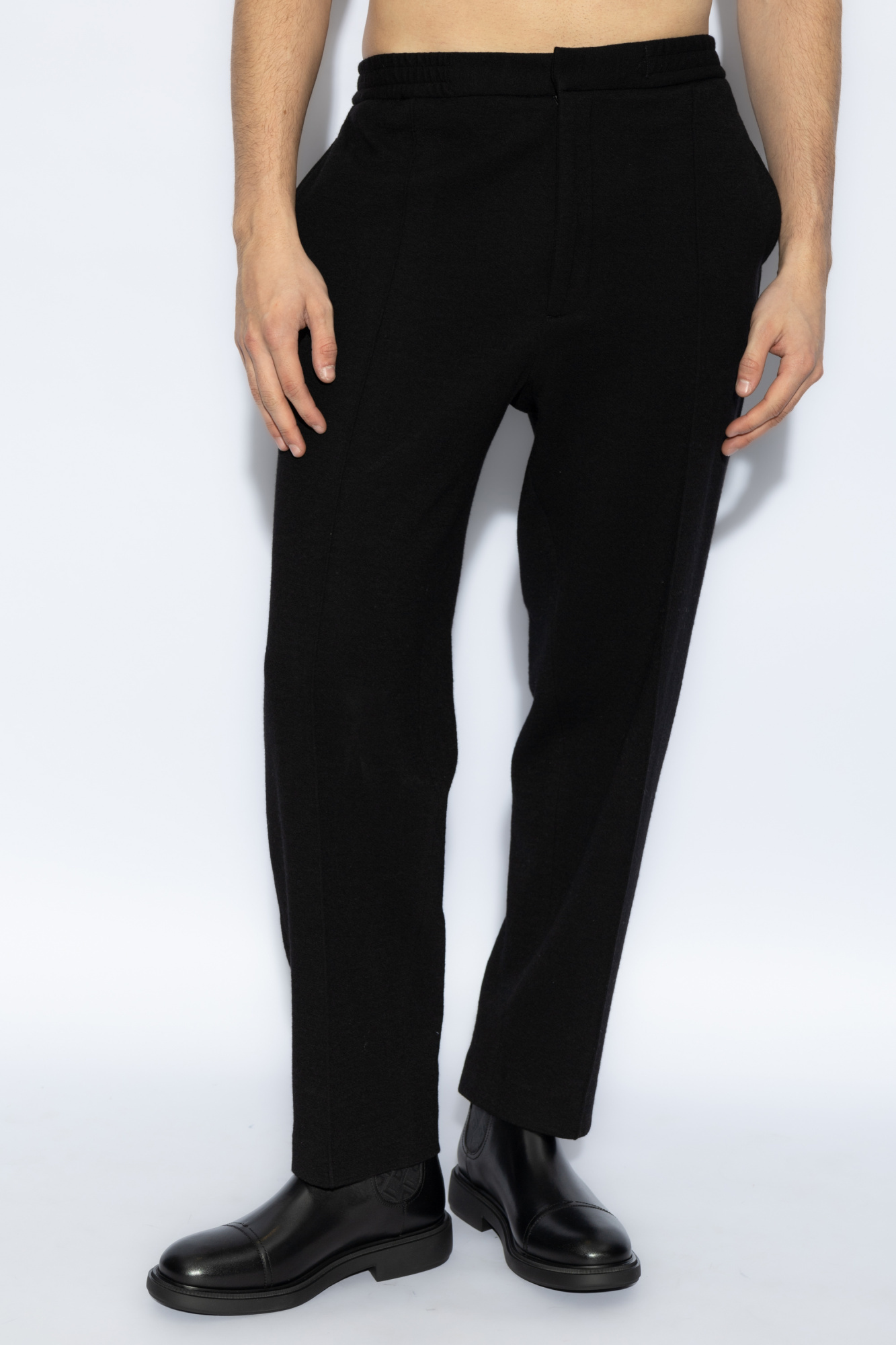 Shop Officine Generale Tapered Trousers In Black