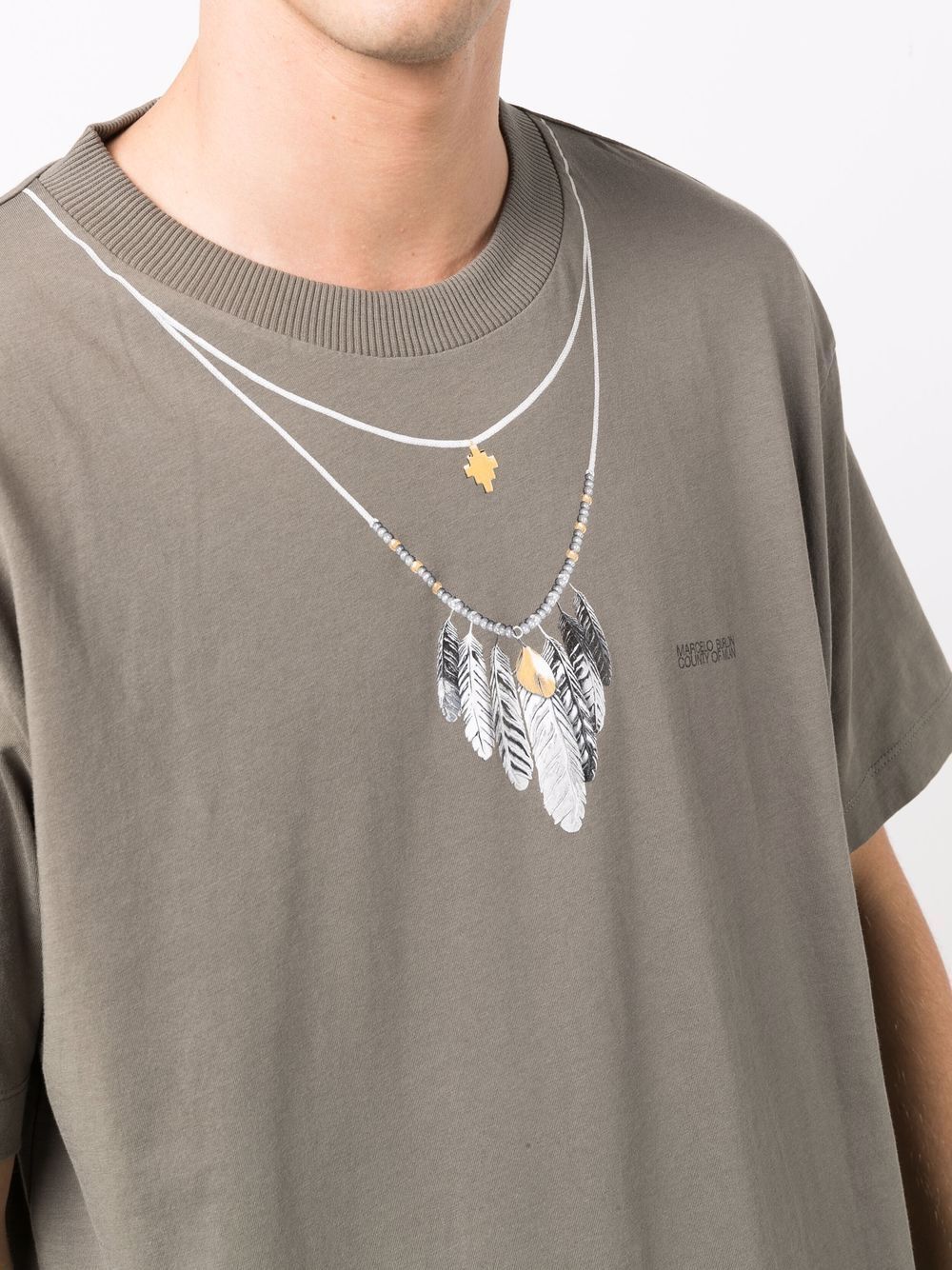 Marcelo Burlon County Of Milan Necklace-print T-shirt In Gray