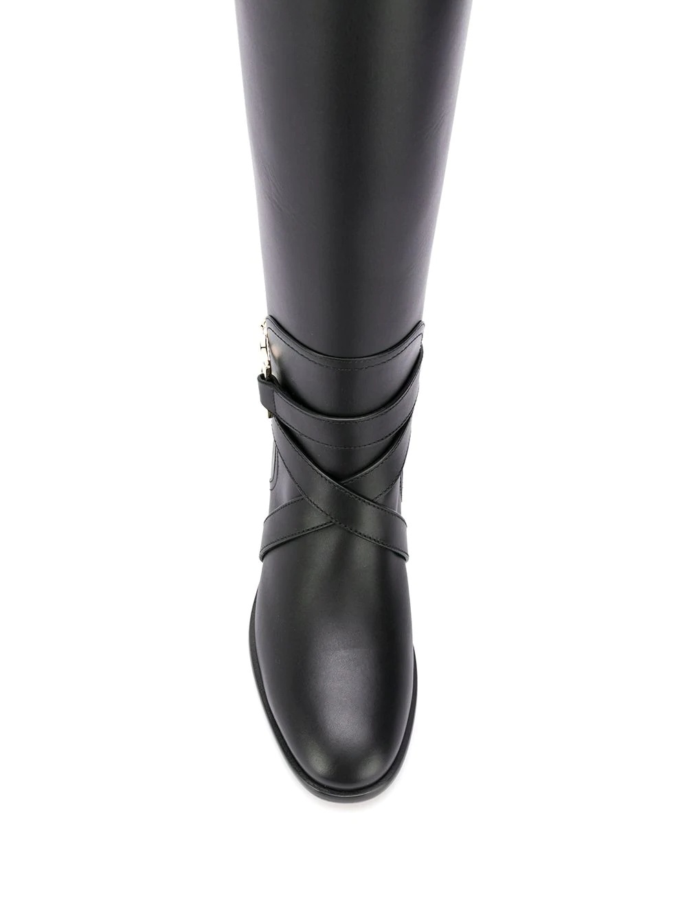 Ferragamo Gancini Knee-high Leather Boots In Black