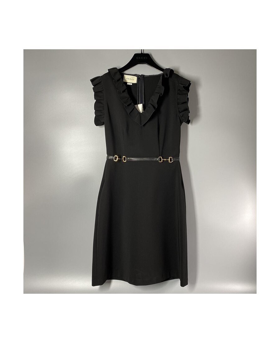 Gucci Ruffled Sleeveless Dress In Black