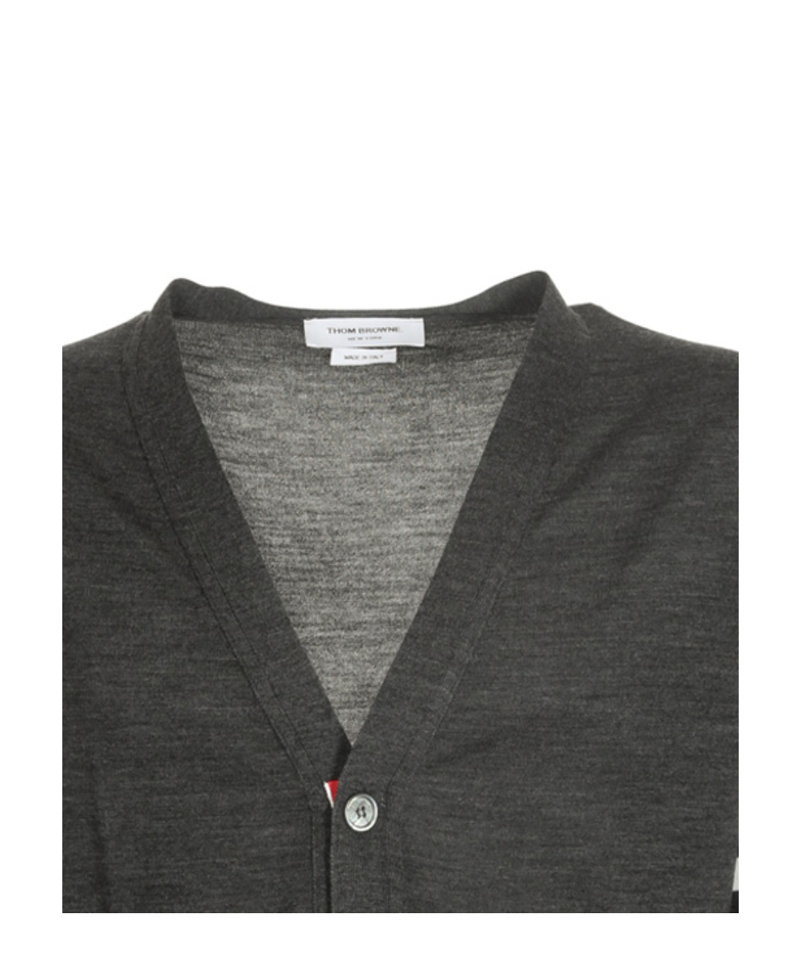 Thom Browne 4-bar Striped Knit Cardigan In Gray