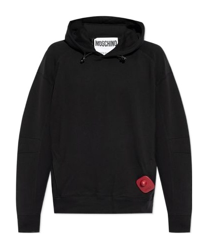 Moschino Drawstring Long-sleeved Hoodie In Black