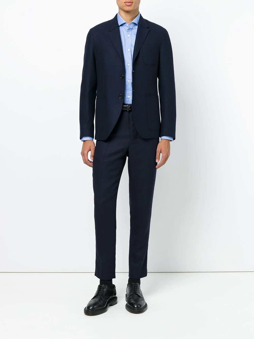 Brunello Cucinelli Shirt With Cannon Pleat Detail And Curved Hem In Blue