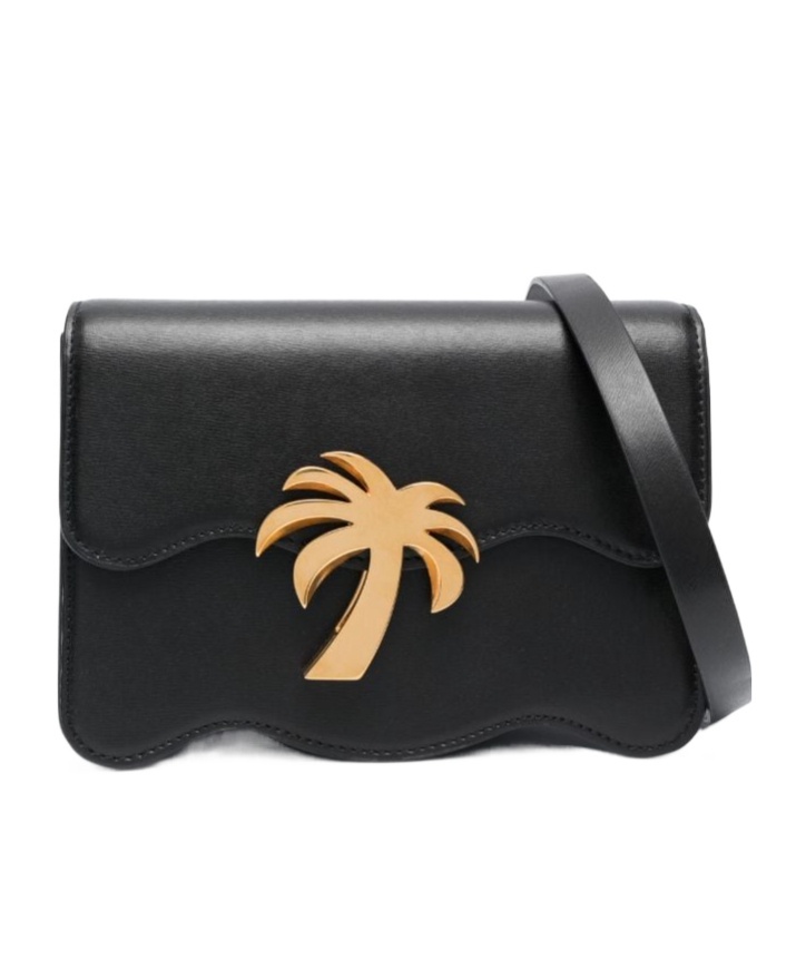 Palm Angels Palm Tree Logo Plaque Shoulder Bag In Black