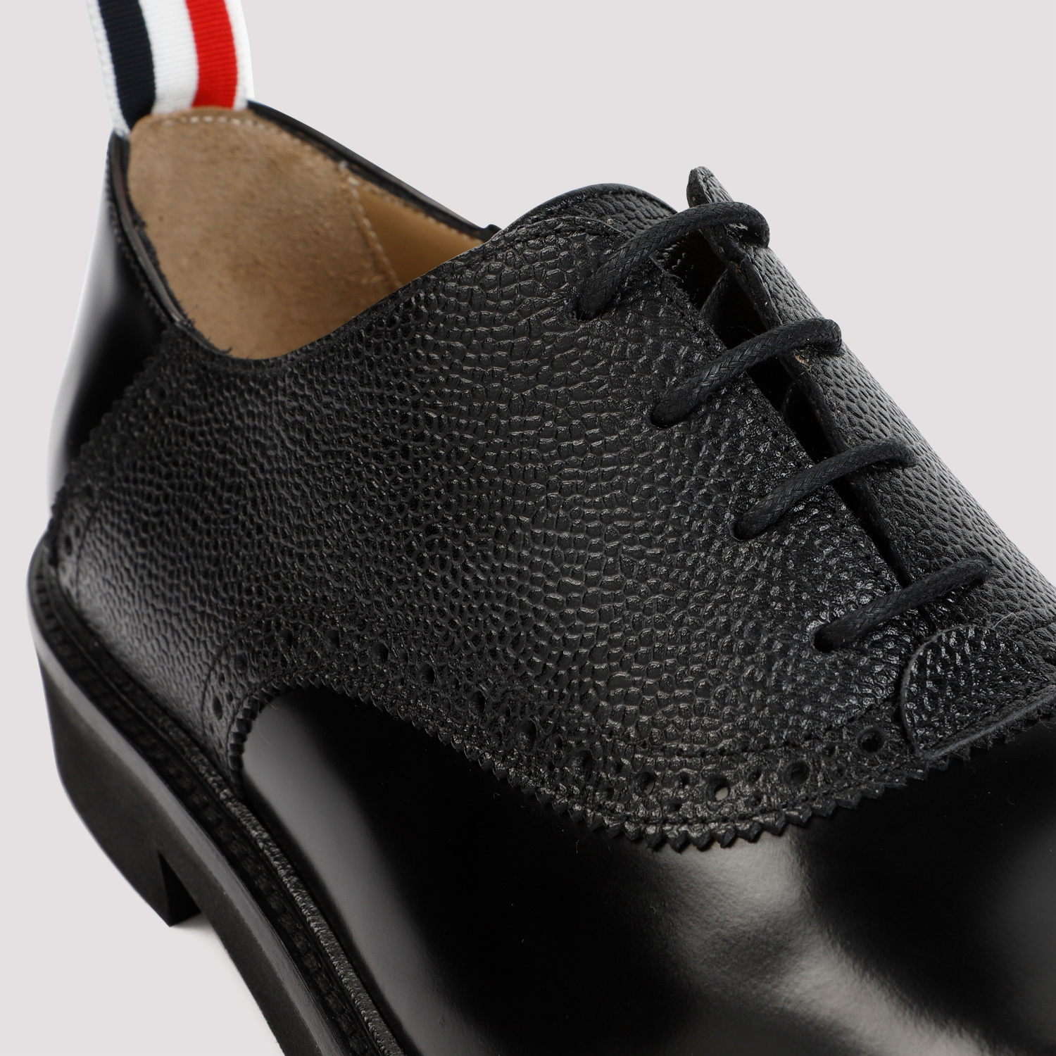Thom Browne Logo-tag Leather Brogues In Black
