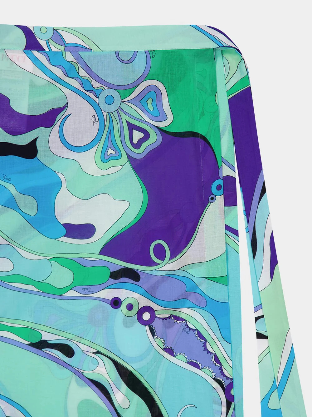 Pucci Green And Lilac Orchidee-print Cotton Wrap Skirt In Blue