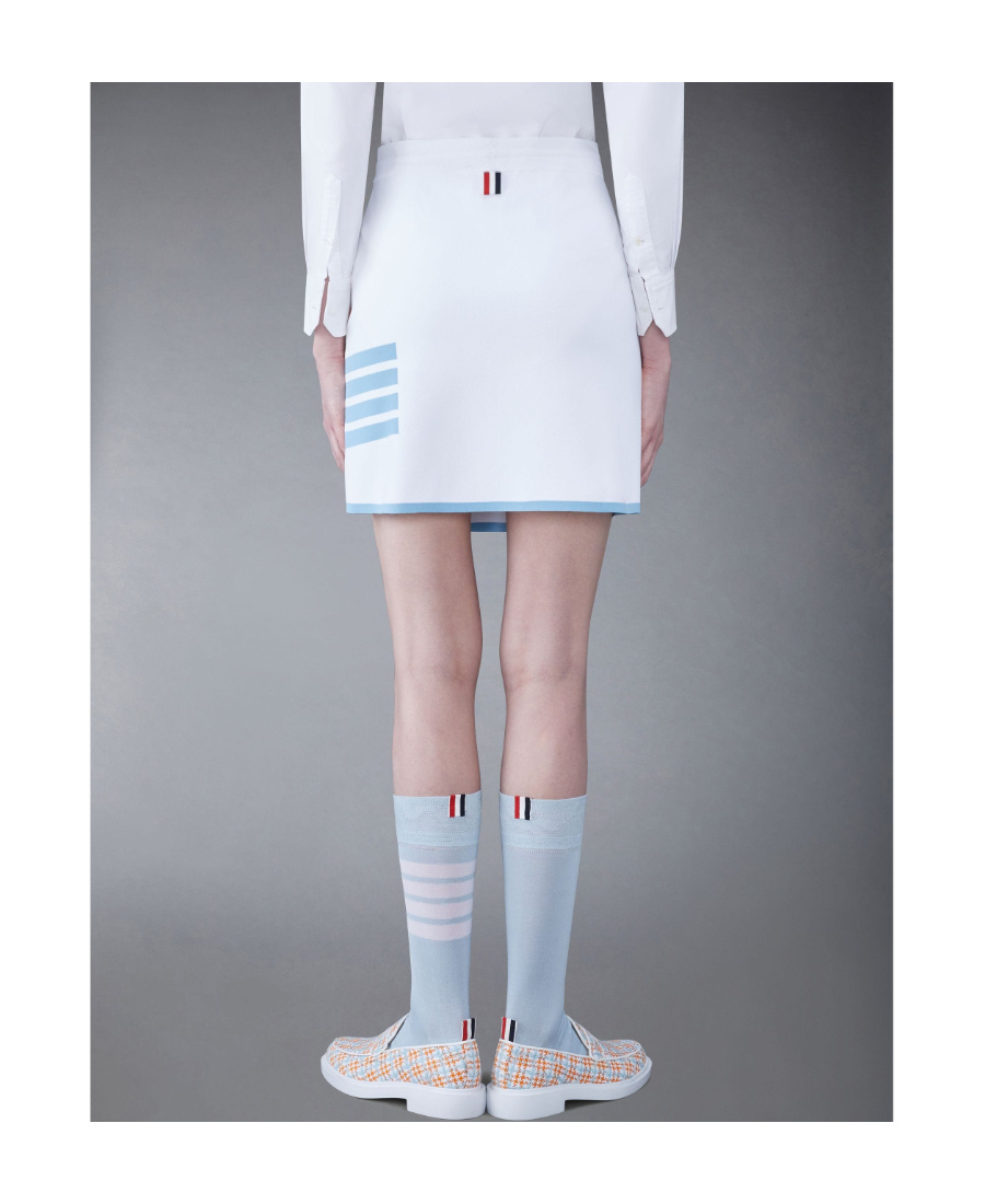 Thom Browne 4-bar Stripe Box Pleat Miniskirt In Blue