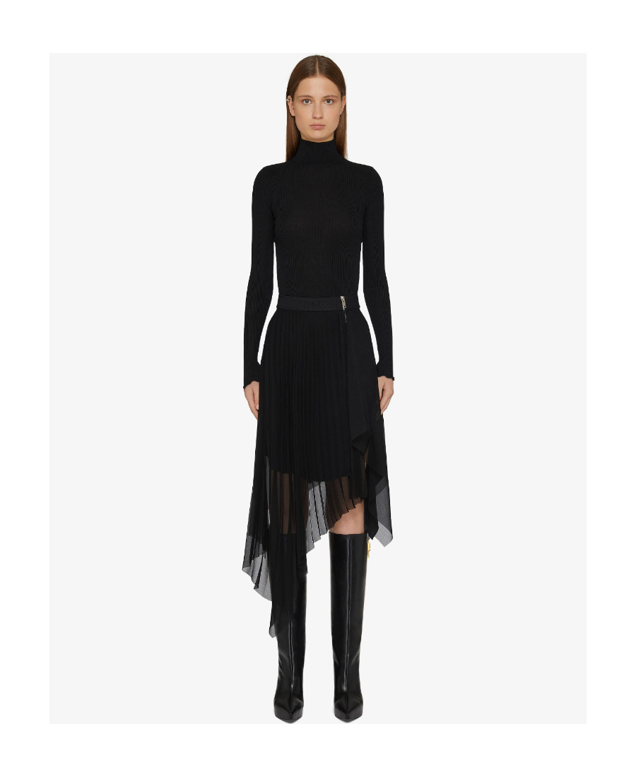 Givenchy Scallop-edge Roll Neck Jumper In Black