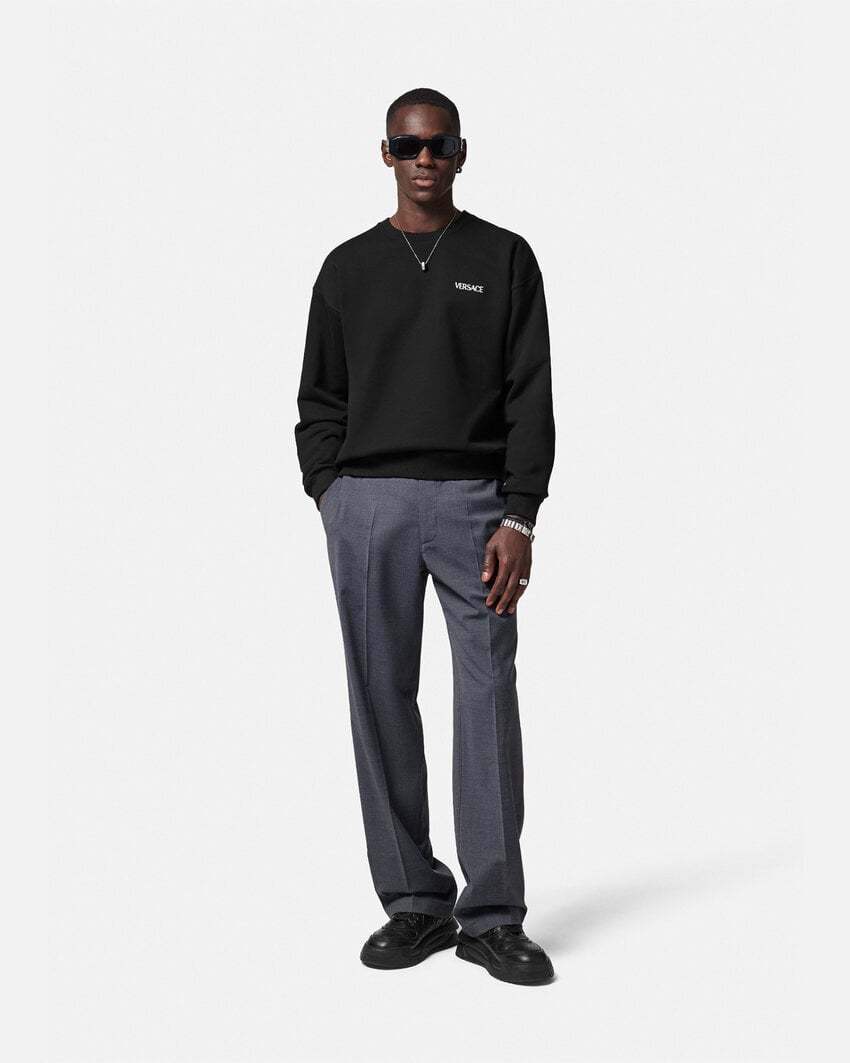 Shop Versace Hills Cotton Sweatshirt In Black