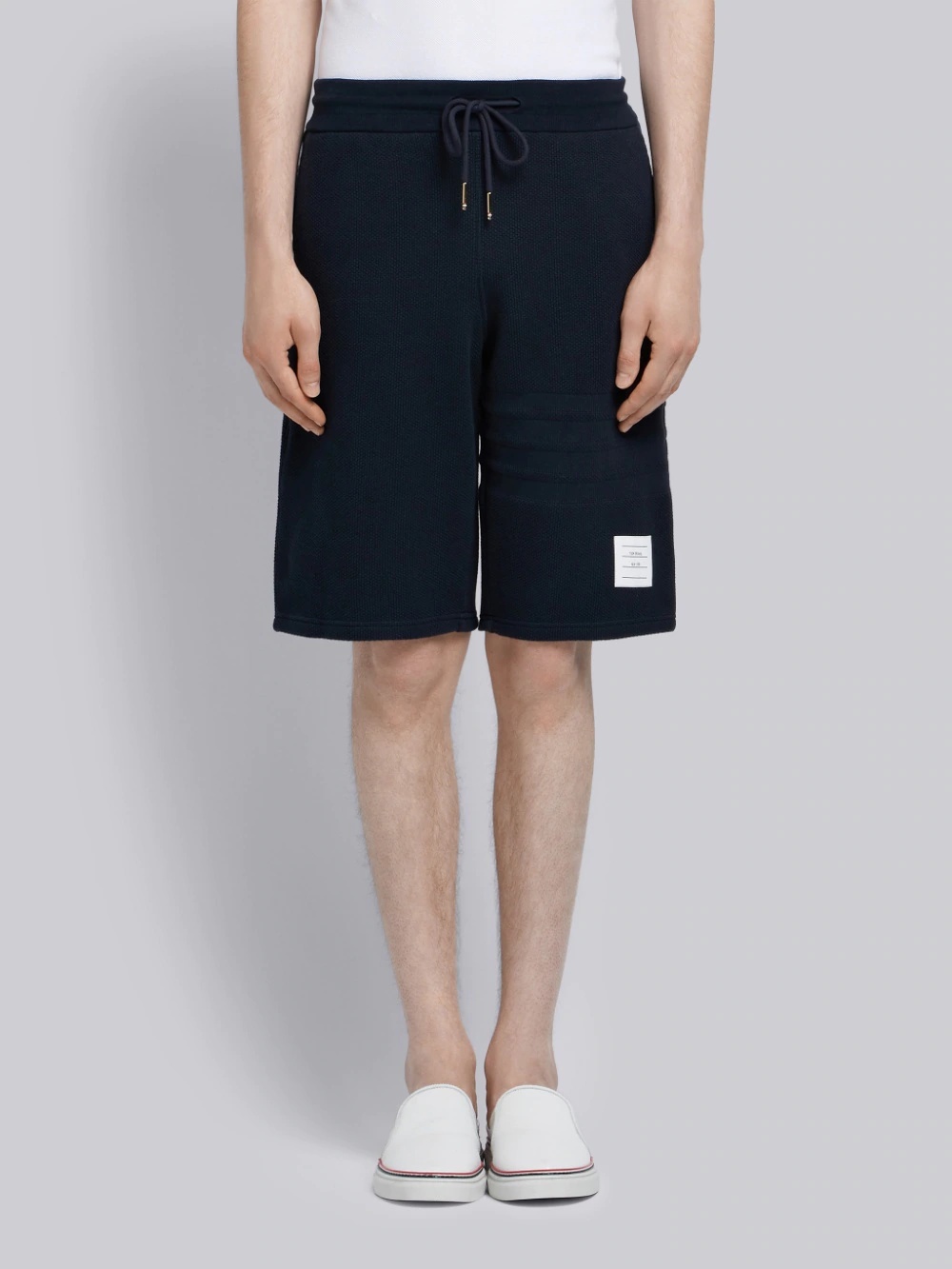 Thom Browne Embroidered Cotton Track Shorts In Black