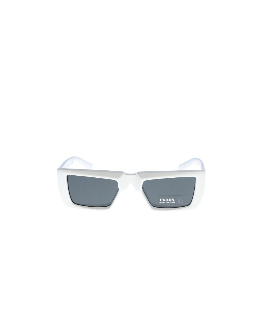 Prada Logo-lettering Rectangle-frame Glasses In Gray