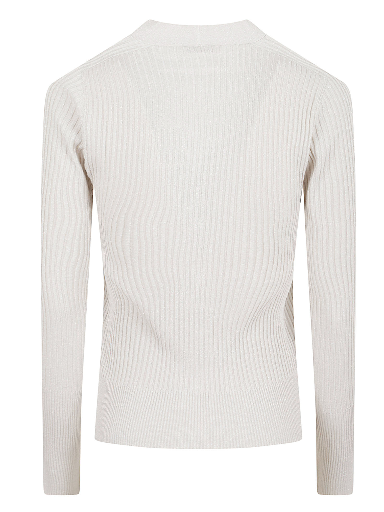 Peserico Long Sleeve V Neck Knit Sweater In White