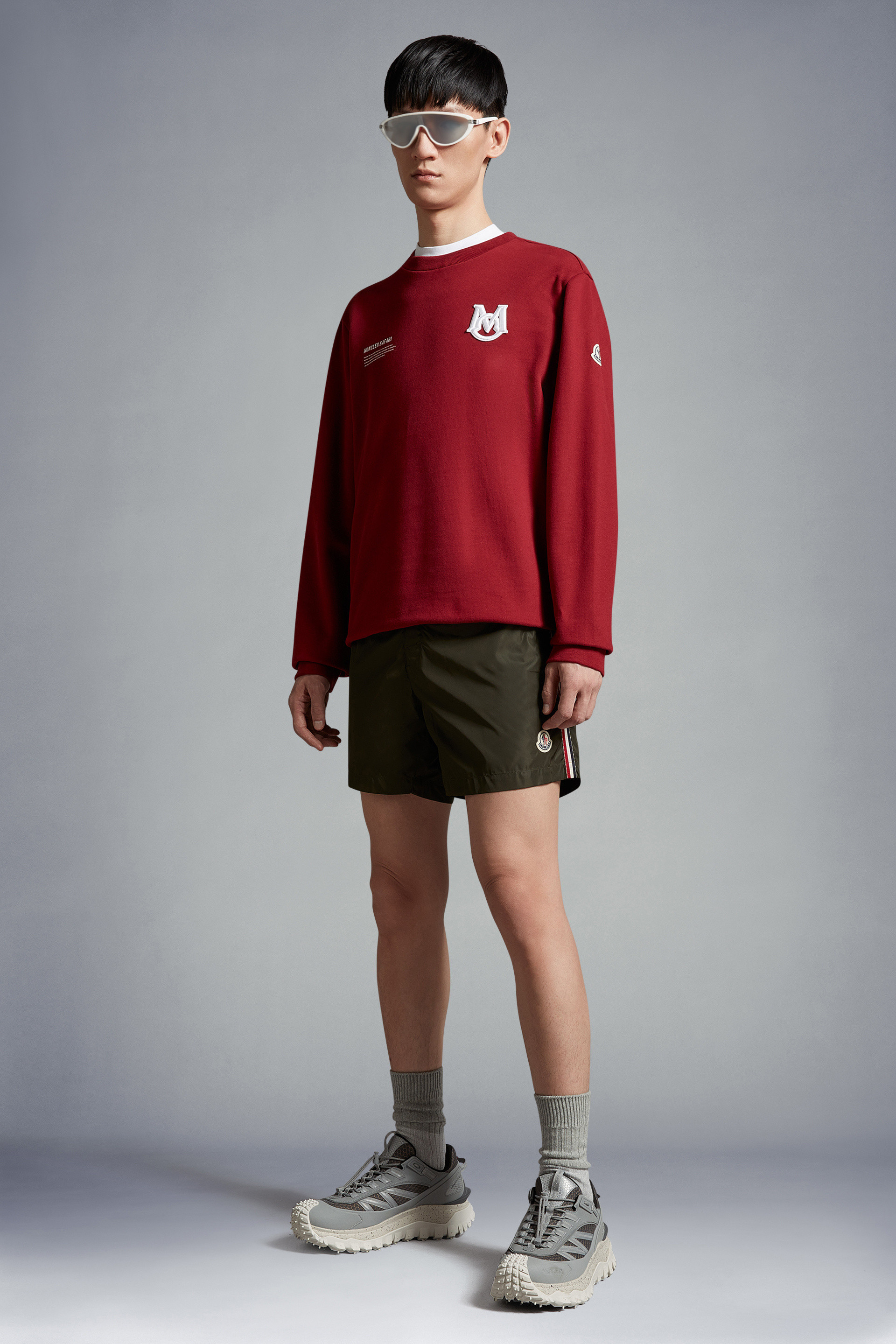 Moncler Army Green Nylon Swimming Shorts In Green