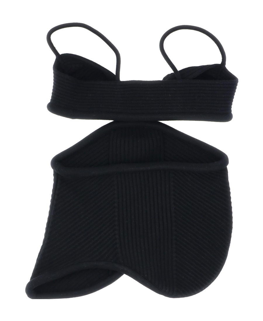Off-white Cut-out Ribbed-knit Top In Black
