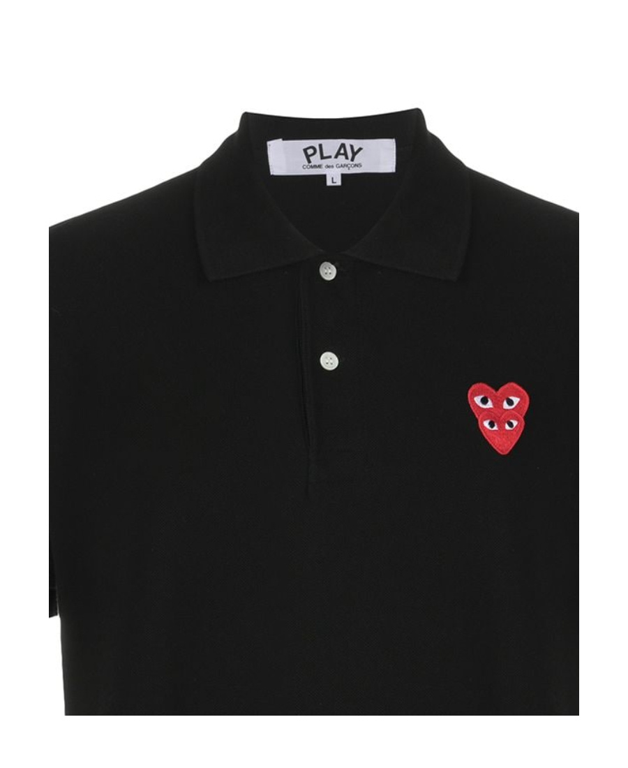 Comme Des Garçons Play Polo Shirt With Ribbed Collar And Straight Hem In Black