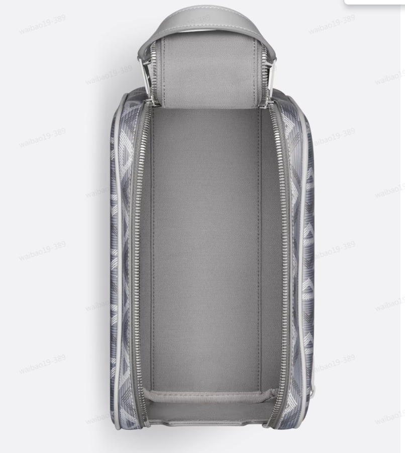 Dior Cd Diamond Pattern Jacquard Toilet Bag In Gray