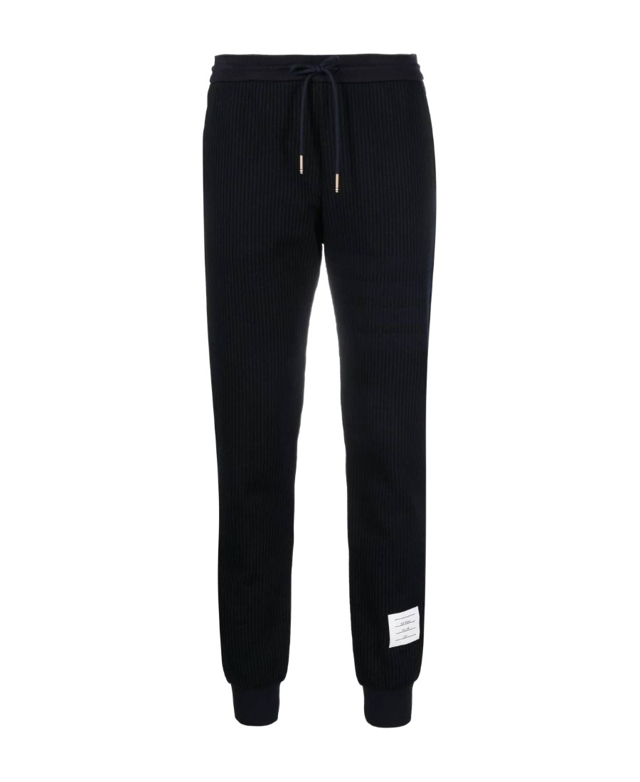 Thom Browne Contrast-trim Track Pants In Black