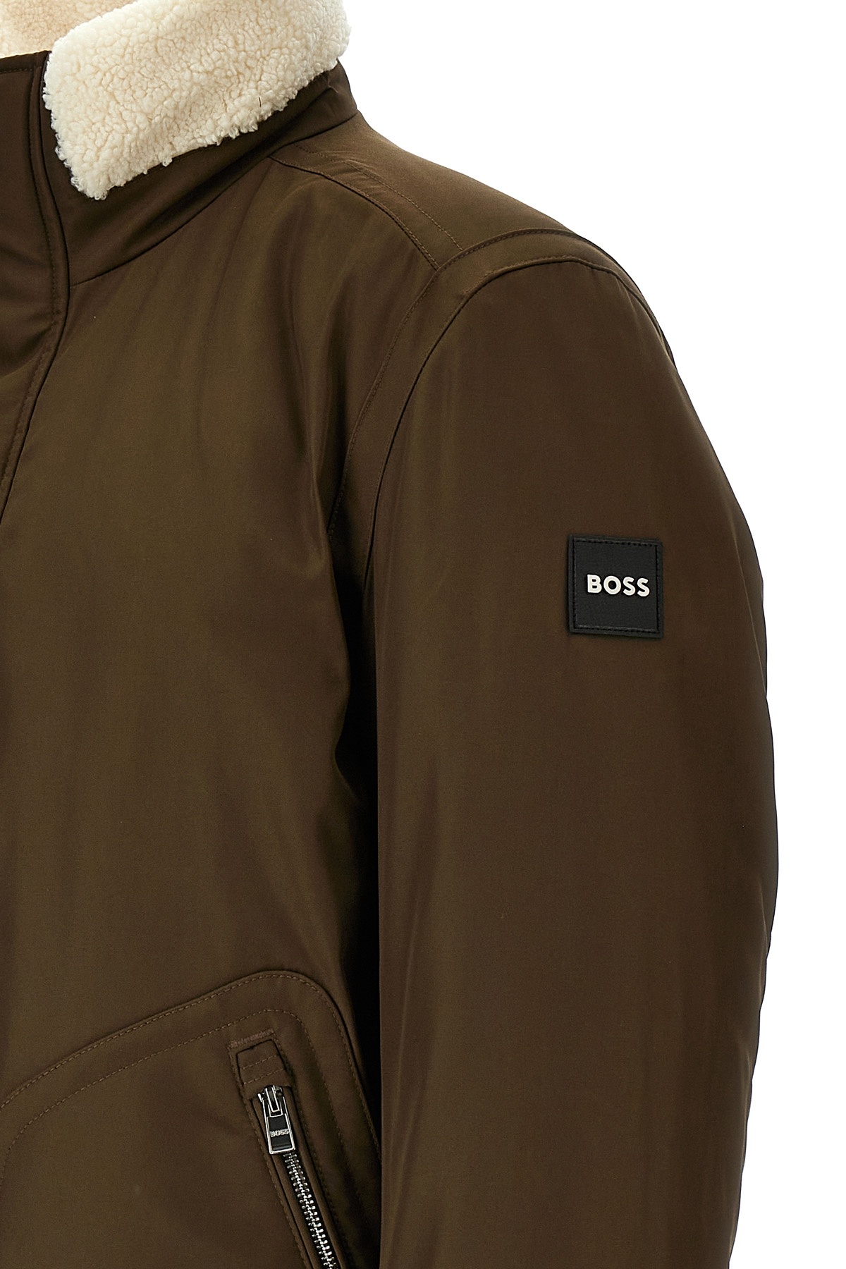 Hugo Boss Stand-up Collar Jacket In Green