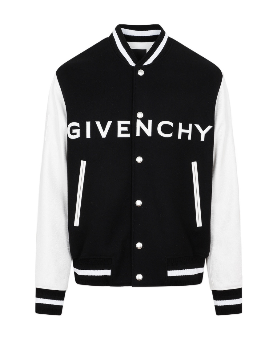 Givenchy Logo-embroidered Button-up Varsity Jacket In Black