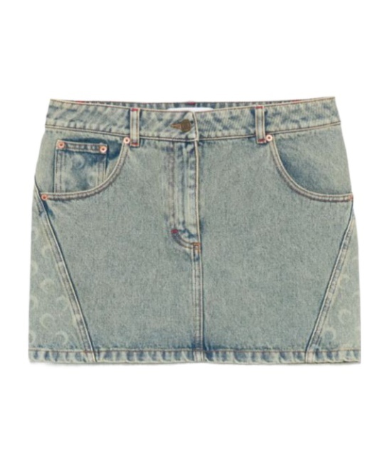 MARINE SERRE MARINE SERRE MOON LASER DENIM MINI SKIRT