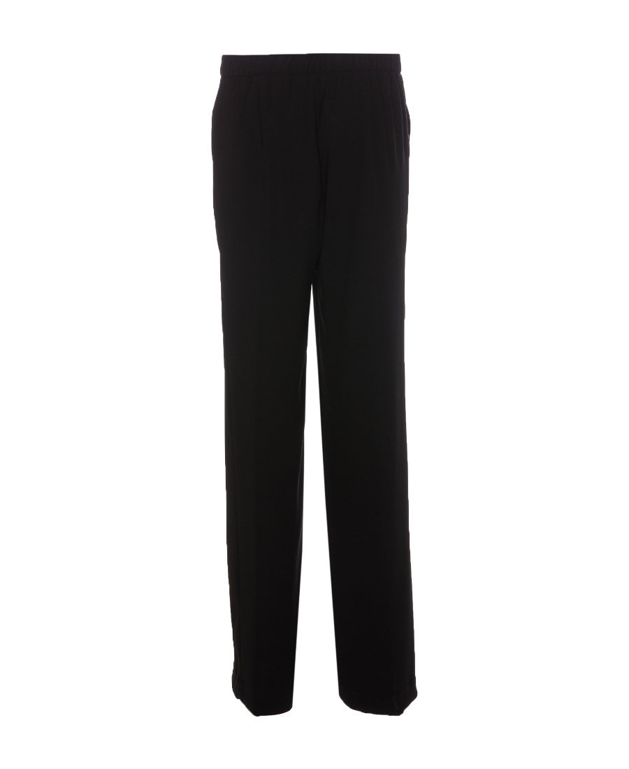 P.a.r.o.s.h Elasticated-waistband Straight-leg Trousers In Black