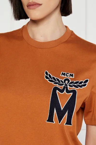 Mcm Logo-patch T-shirt In Orange