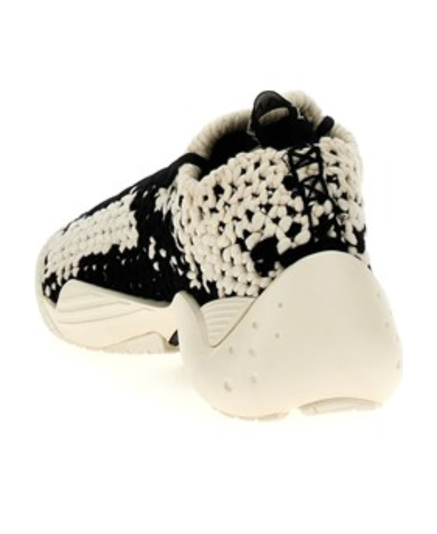 Lanvin Natural Black Flash-knit Sneakers In Nude