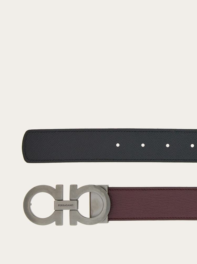Ferragamo Double-sided Gancini Belt In Black