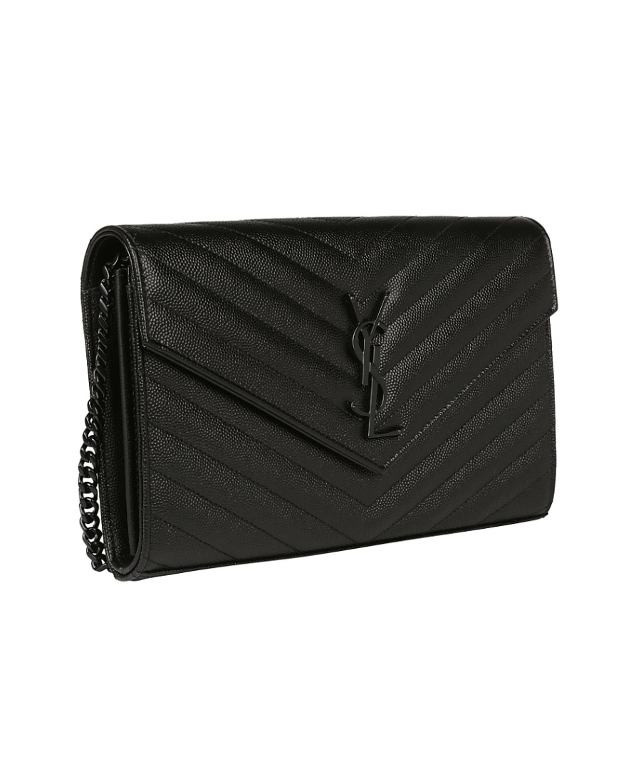 Saint Laurent Monogram Chain Wallet In Black