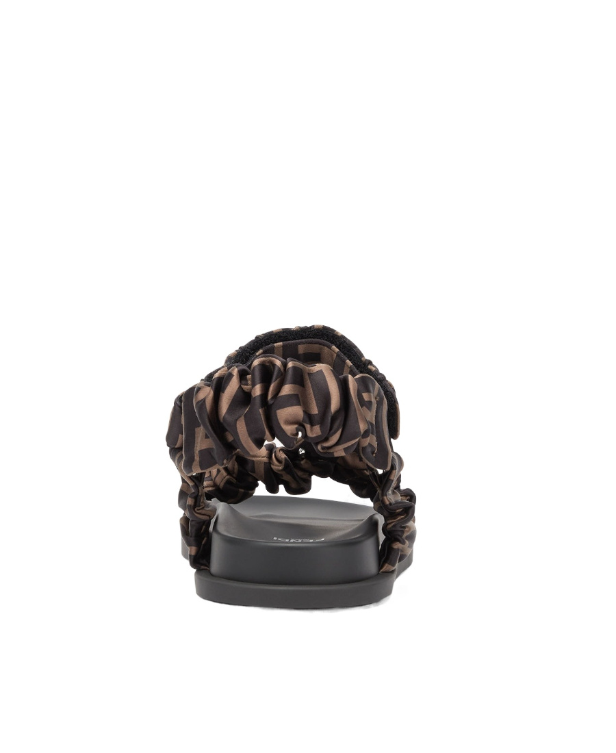 Fendi Women Feel Elastic Satin Sandals With Ff Motif In Black