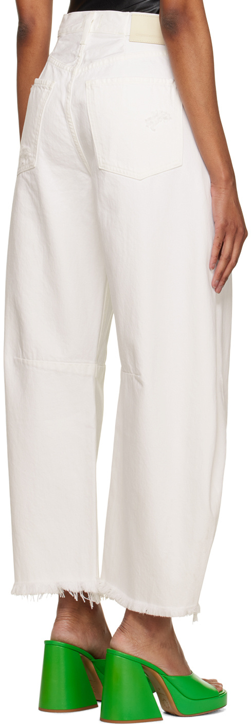 Citizen Of Humanity Loose-fit And Wide-leg Non-stretch Denim Jeans. Distressing Throughout. In White