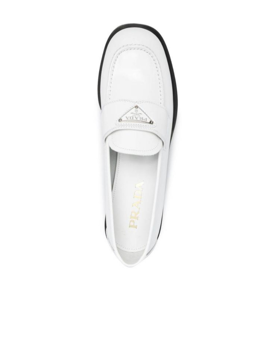 Prada White Leather Loafers