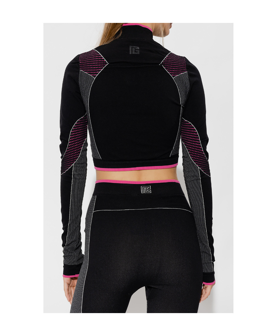 Shop Balmain Seamless Cropped Top In Black