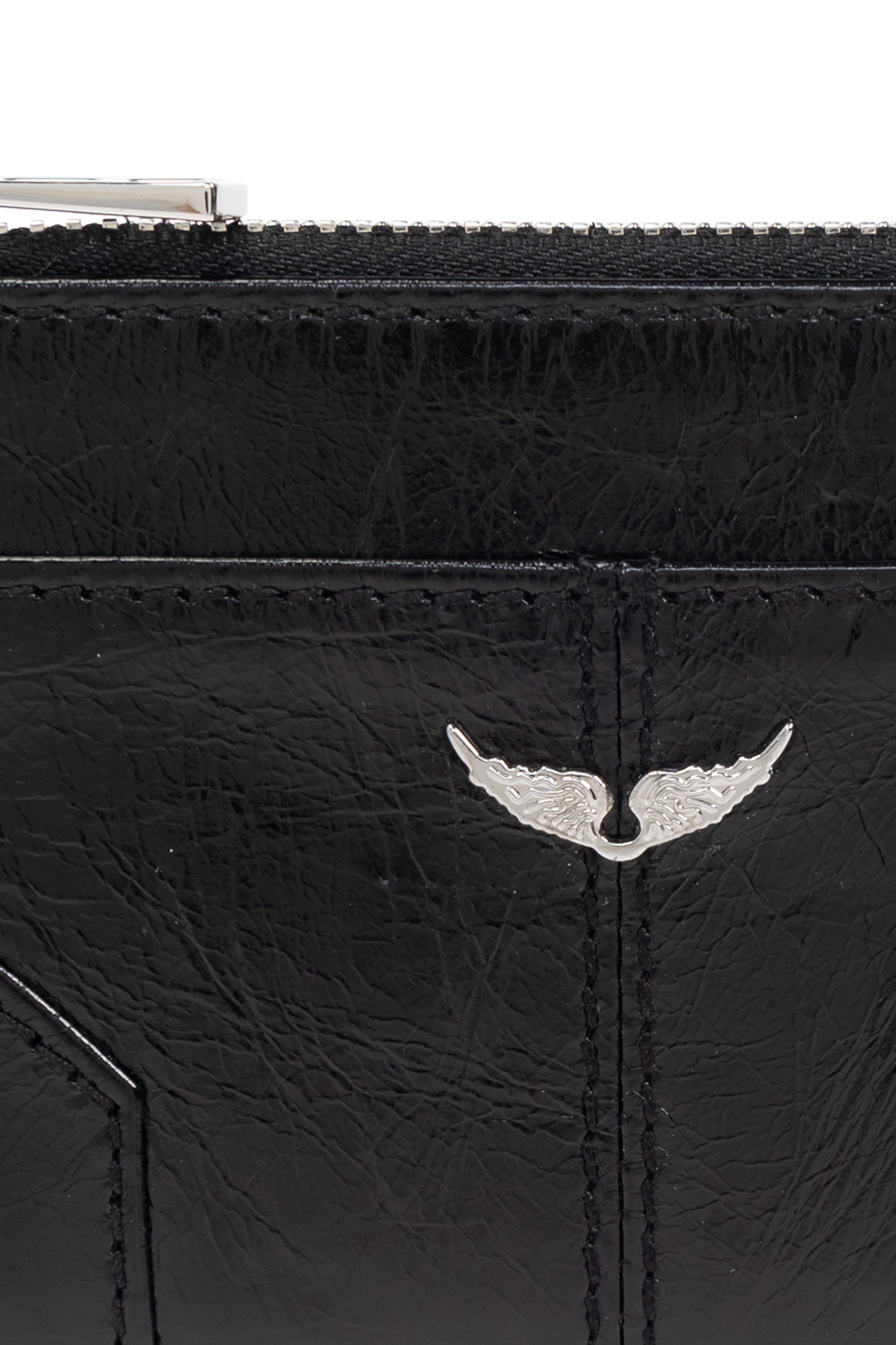 Zadig & Voltaire Sunny Leather Card Holder In Black