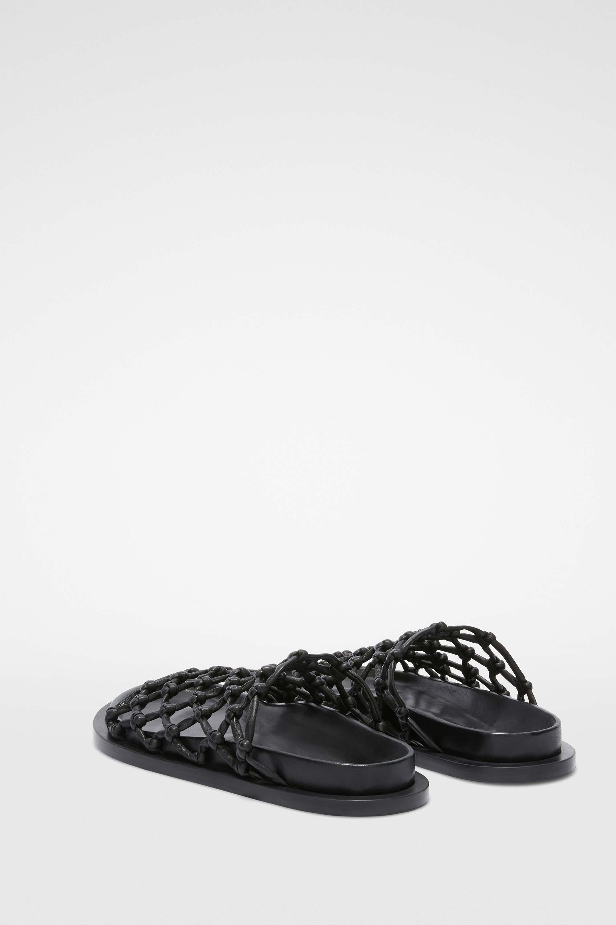 Jil Sander Mesh Leather Sandals In Black