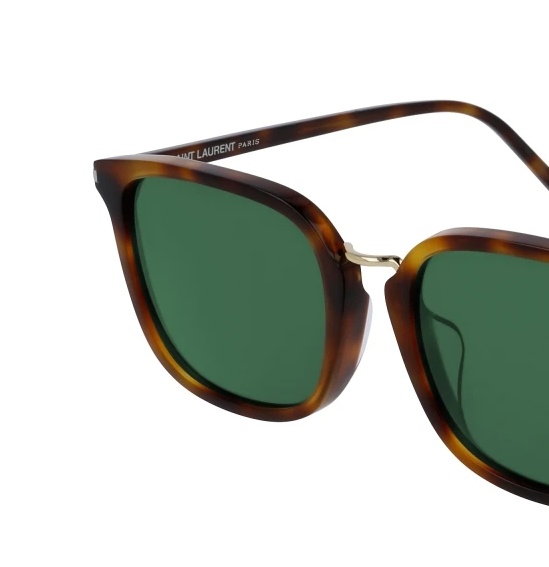 Saint Laurent Logo Details Sunglasses In Green