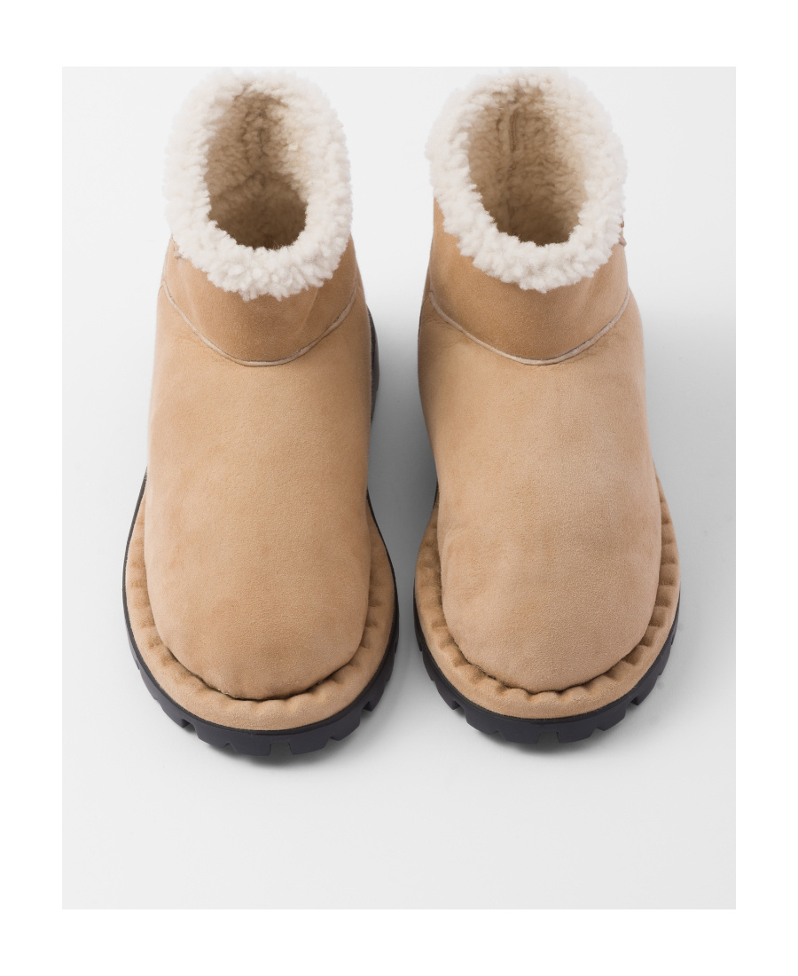 Prada Beige Suede Ankle Boots In Brown