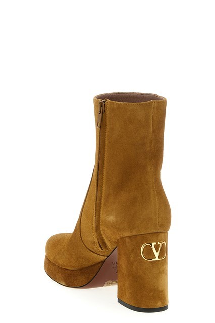 Valentino 90mm Fawcette Platform Vlogo Signature Ankle Boots In Multi