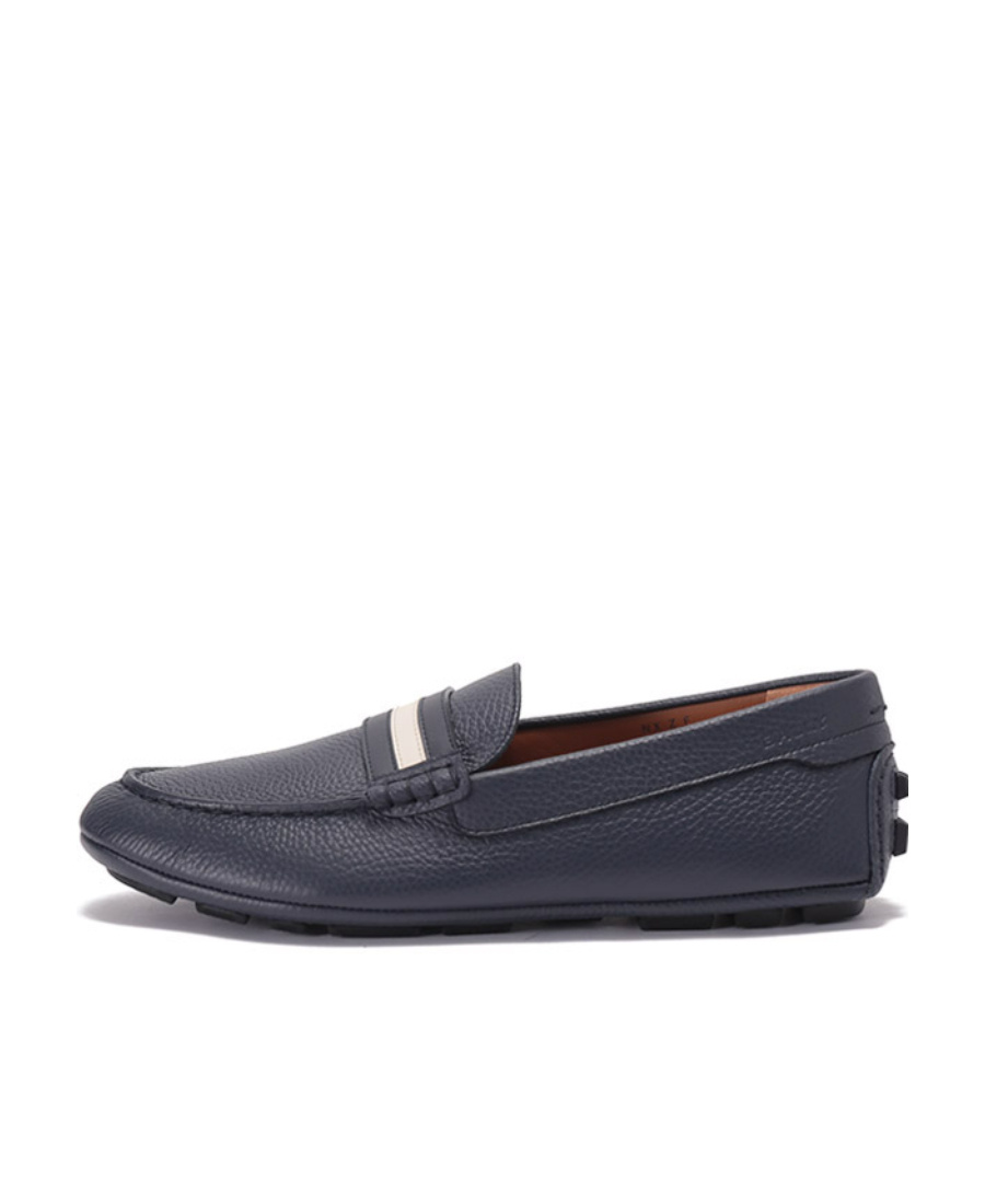 Bally Striped Round Head Loafers In Black