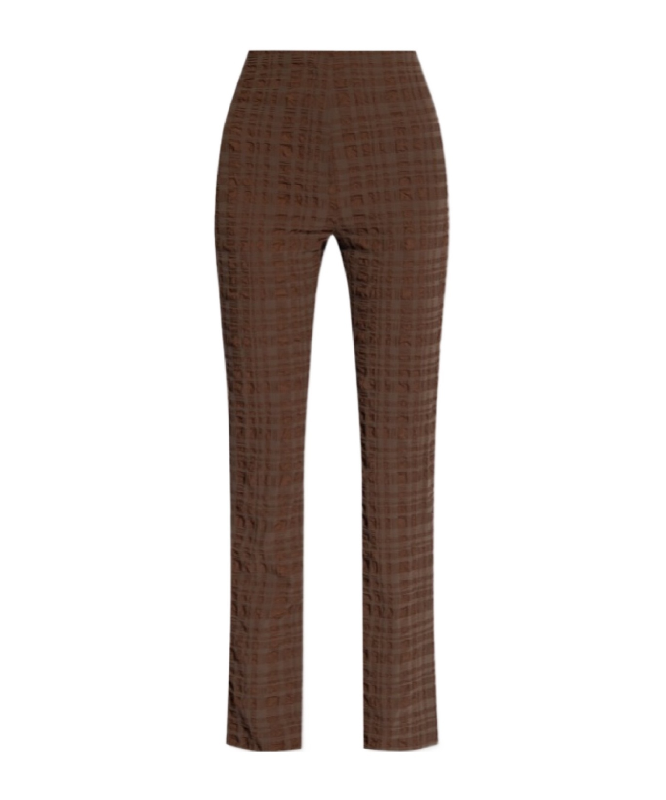 Nanushka Juna Seersucker-texture Slim-fit Trousers In Brown