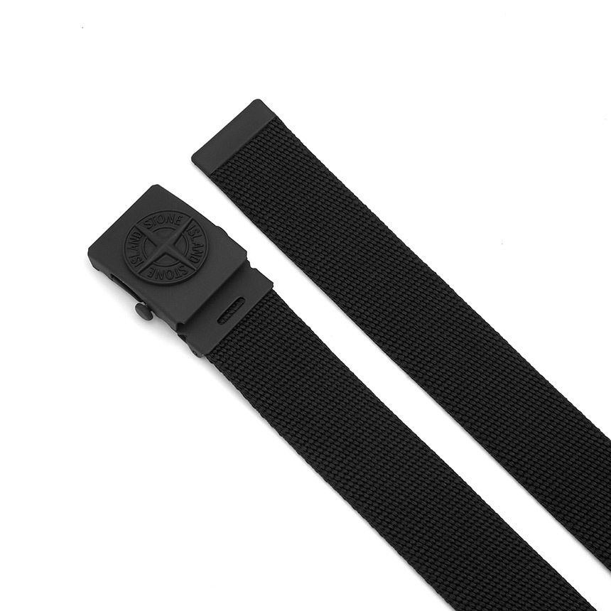 Stone Island Debossed-logo Detail Buckle Belt In Black