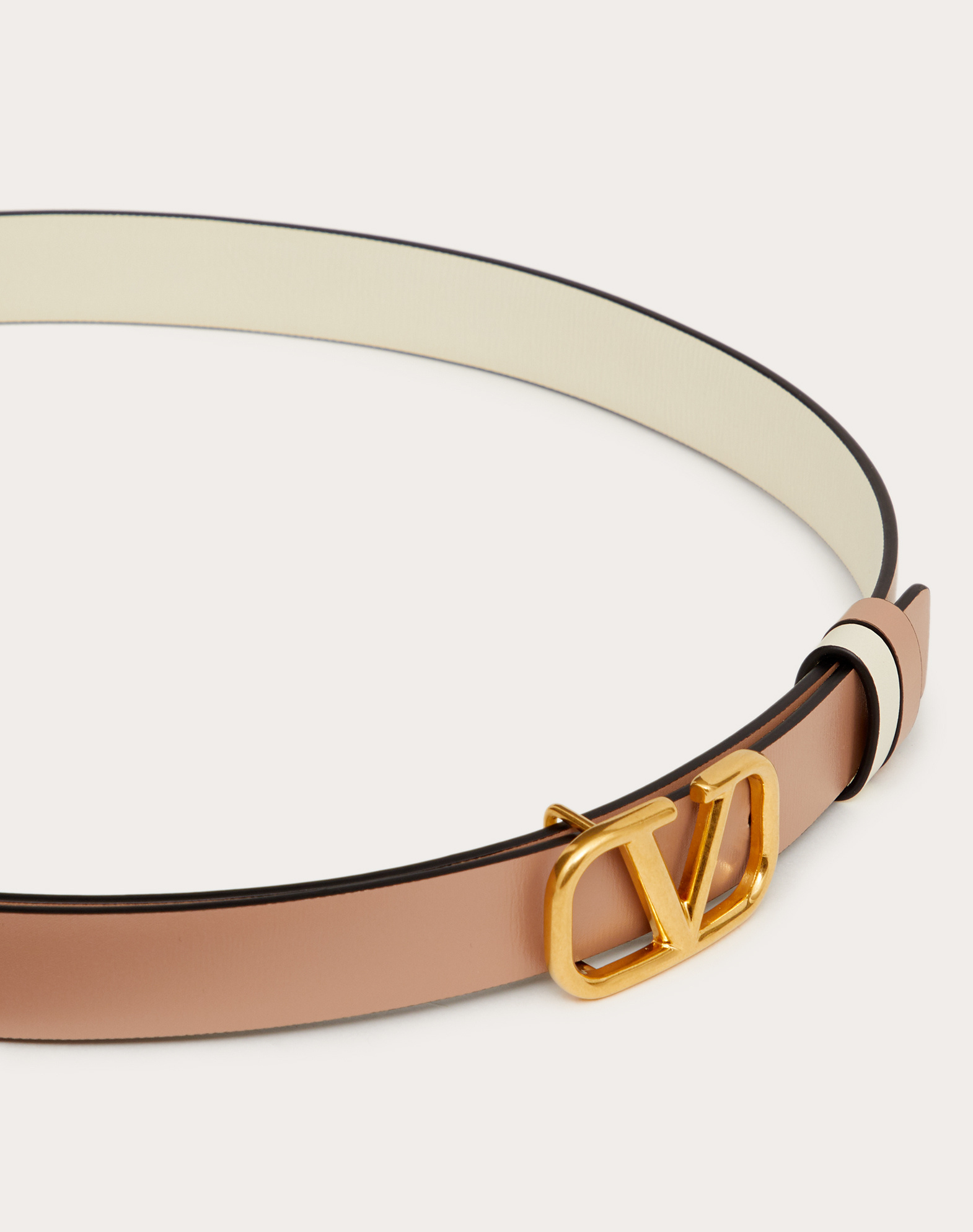 Valentino Vlogo 20mm Reversible Leather Belt In Nude